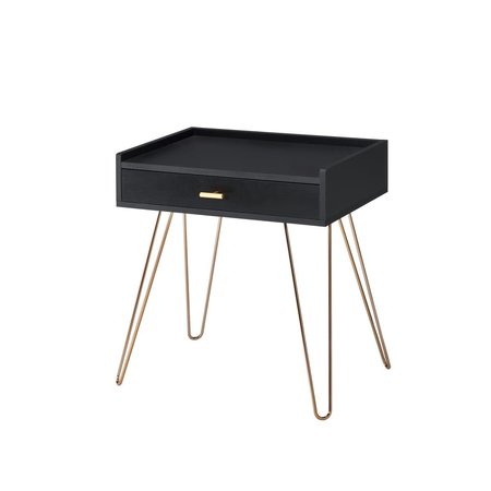 CONVENIENCE CONCEPTS 23.5 in. Black Allen Mid-Century Accent Table with Copper Hairpin Legs HI2629579